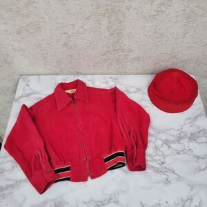Danny Dare Vintage Corduroy Bomber Jacket and Newsboy Hat